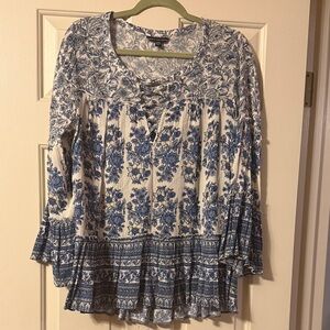 American Eagle Outfitters Blue Floral Blouse